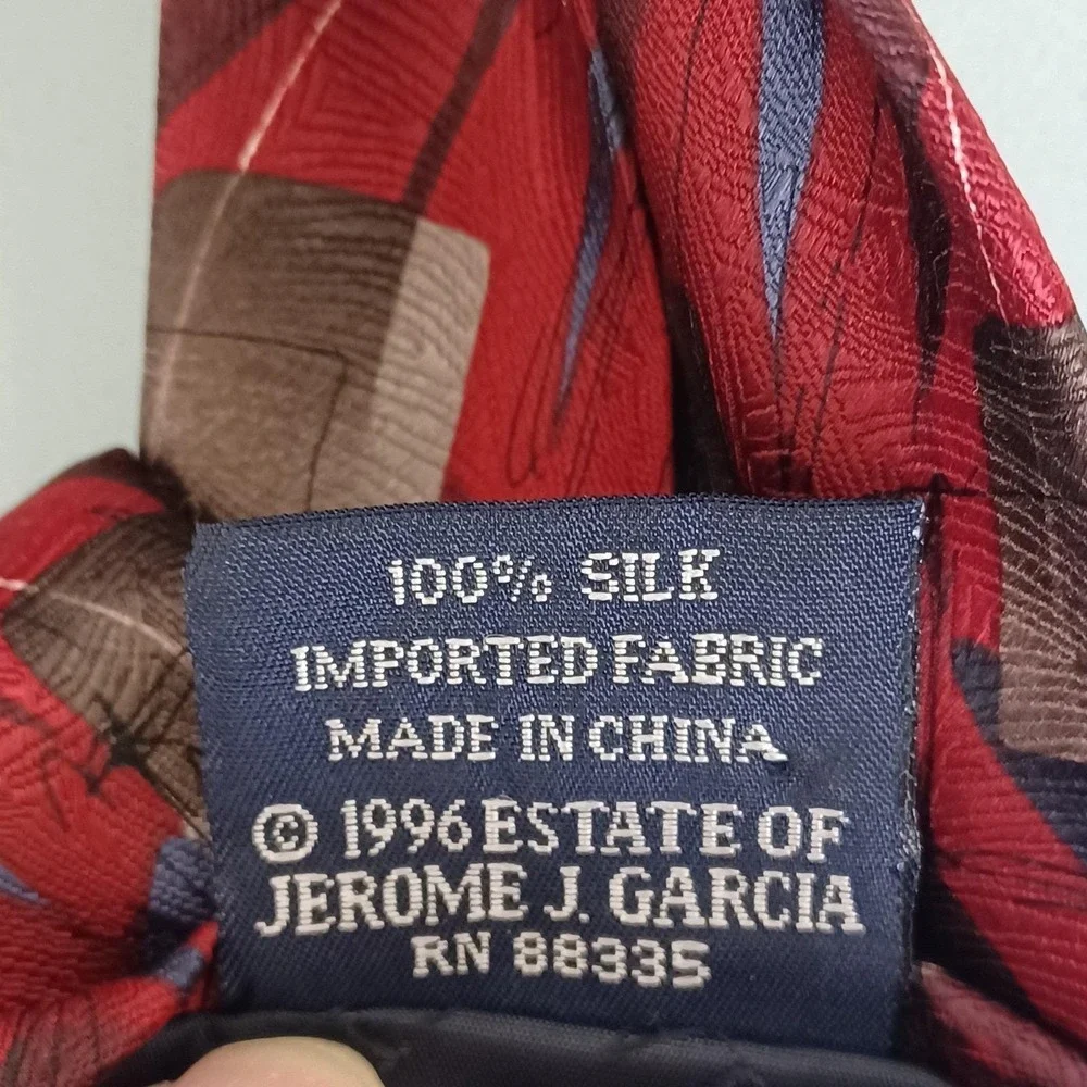 J. Garcia Mens Red Abstract Silk Tie Drummers Collection‎ 32 Vintage 1996 57.5in